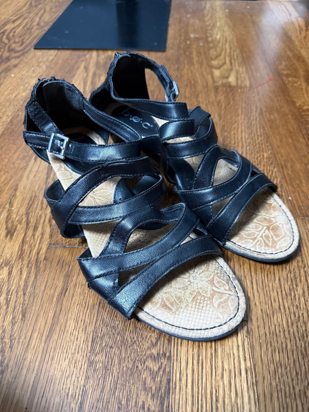 BOC Black Leather Sandals Size 9